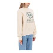 Sporty & Rich Kontrasterande Racquet Club Sweatshirt Beige, Dam