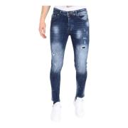 Local Fanatic Paint Splatter Jeans Slim Fit med hål för män -Mm116 Blu...