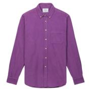 Portuguese Flannel Lila Corduroy Skjorta med Urea Knappar Purple, Herr