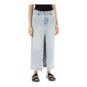 Darkpark Sliten Denim Midi Kjol Blue, Dam