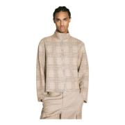 Our Legacy Kabel Jacquard Dragkedja Polo Cardigan Beige, Herr