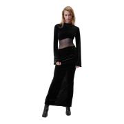 Undress Code Velvet Maxi Dress in Black Black, Dam