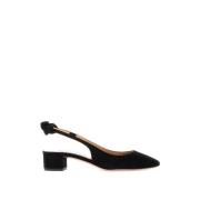 Aquazzura Suede Bow Tie Slingback Pumps Black, Dam