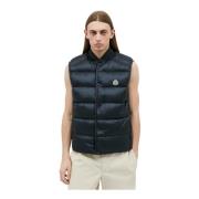 Moncler Quiltad Down Gilet med Logotyp Patch Blue, Herr