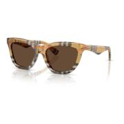 Burberry Vintage Check Cat-Eye Solglasögon Mörkbrun Multicolor, Dam