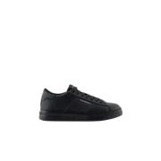 Emporio Armani Svarta Logoed Kalvskinn Sneakers Black, Herr