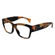 Gucci Fyrkantiga optiska glasögon i Havana Tortoise Brown, Unisex