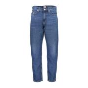 Tommy Hilfiger Broderade avslappnade avsmalnande bomullsjeans Blue, He...