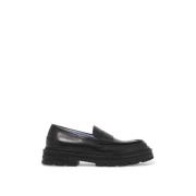 Versace Präglad Logotyp Läder Loafers Black, Herr