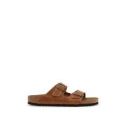 Birkenstock Nubuckläder Dubbelrem Slides Brown, Herr