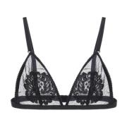 Dolce & Gabbana Spetsdetalj Soft Cup Triangel BH Black, Dam