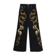 Versace Jeans Couture Svarta Jeans för Kvinnor Aw24 Black, Dam