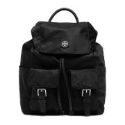 Tory Burch Virginia Nylon Flap Ryggsäck Black, Herr