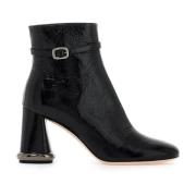 Roger Vivier Rynkat Lackläder Ankelboots med Viv' Choc Spänne Black, D...