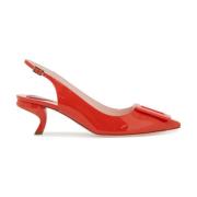 Roger Vivier Slingback i lackläder med komma klack Red, Dam