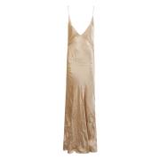 Saint Laurent Elegant Robe Klänningar Kollektion Beige, Dam