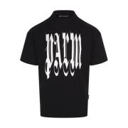 Palm Angels Svart Gothic Logo Print T-shirt Black, Herr