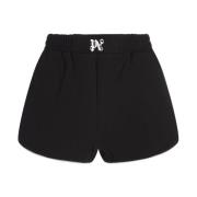 Palm Angels Svarta Bomullsshorts med Monogram Black, Dam