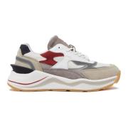 D.a.t.e. Ivory Sneakers med Beige och Burgundy Detaljer Multicolor, Da...