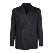 Tagliatore Svart Ull Silke Blazer Elegant Stil Black, Herr