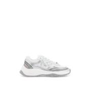 Pinko Mesh- och metalliska sneakers med Love Birds-logotyp Gray, Dam