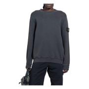 Stone Island Grå Crewneck Sweatshirt med Avtagbart Logotyp Gray, Herr