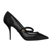 Dolce & Gabbana Kristallhäl Mary Jane Pumps Black, Dam