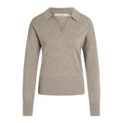 RUE de Femme Aziza Stickad Polo Tröja i Nomad Gray, Dam