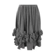 Comme des Garçons Blommig ull midi kjol Gray, Dam