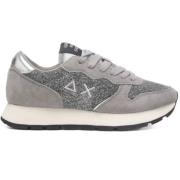 Sun68 Glitter Mesh Sneakers med tygskosnören Gray, Dam