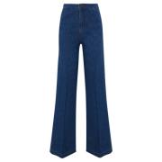 Twinset Högmidjade denimbyxor bred passform Blue, Dam