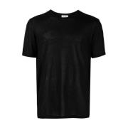 Saint Laurent Logga Broderad T-shirt Svart Kortärmad Black, Herr