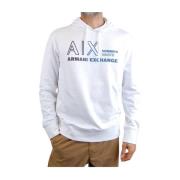 Armani Exchange Hoodie 100% Bomull - Vit White, Herr