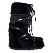 Moon Boot Svart Faux Fur Hög Icon Boot Black, Dam