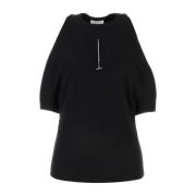 Alexander McQueen Stretch Bomull Svart Topp Black, Dam