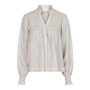 Neo Noir Bomull Voile Smock Blus Beige, Dam