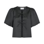 Neo Noir Dull Satin Blus Kort Ärm Black, Dam