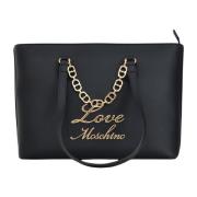 Love Moschino Svart Shopper Väska med Guldkedja Black, Dam