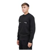 Calvin Klein Jeans Svart Crewneck Sweater med Flocked Logo Black, Herr