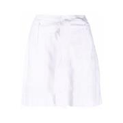 Ralph Lauren Vit Linne Shorts Casual Stil White, Dam