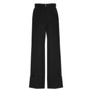 Lanvin Svarta ull palazzo byxor med bälte Black, Dam