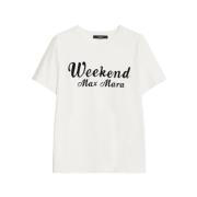 Max Mara Weekend Bomullstryck T-shirt White, Dam