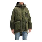 Blancha Oversized Shearling och Nylon Parka Green, Dam