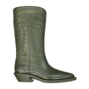 Dior Knee-High Boots med Logodetalj Green, Dam