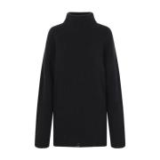 Ann Demeulemeester Svart Oversized Ribbstickad Ulltröja Black, Dam