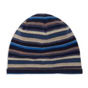 Gallo Unisex blå fleecebeanie med flerfärgade ränder Multicolor, Unise...