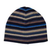 GALLO Unisex blå fleecebeanie med flerfärgade ränder Multicolor, Unise...