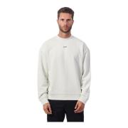 Hugo Boss Vit Crewneck Bomullströja White, Herr