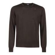 K-Way Brun Merino Tröja Girocollo Stil Brown, Herr