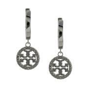 Tory Burch Pave Huggie Hoop Örhänge Tillbehör Gray, Dam